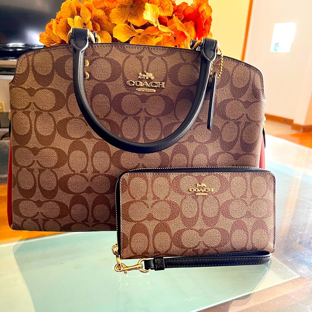 Coach purse with matching wallet.